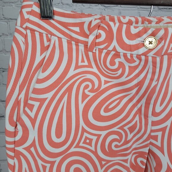 Michael Kors Orange White Swirl Print Stretch Low Rise Chino Pants 2 (28x28) - Picture 10 of 14
